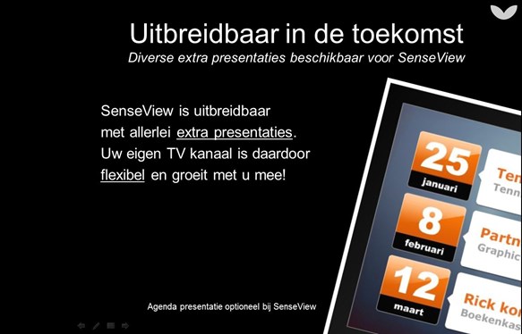 Uitbreidbaar in de toekomst. Diverse extra presentaties beschikbaar voor SenseView  